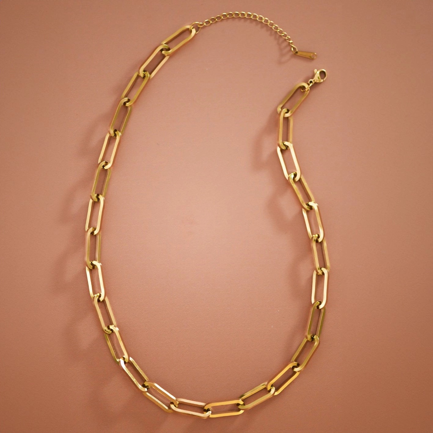 Gold paperclip chain necklace